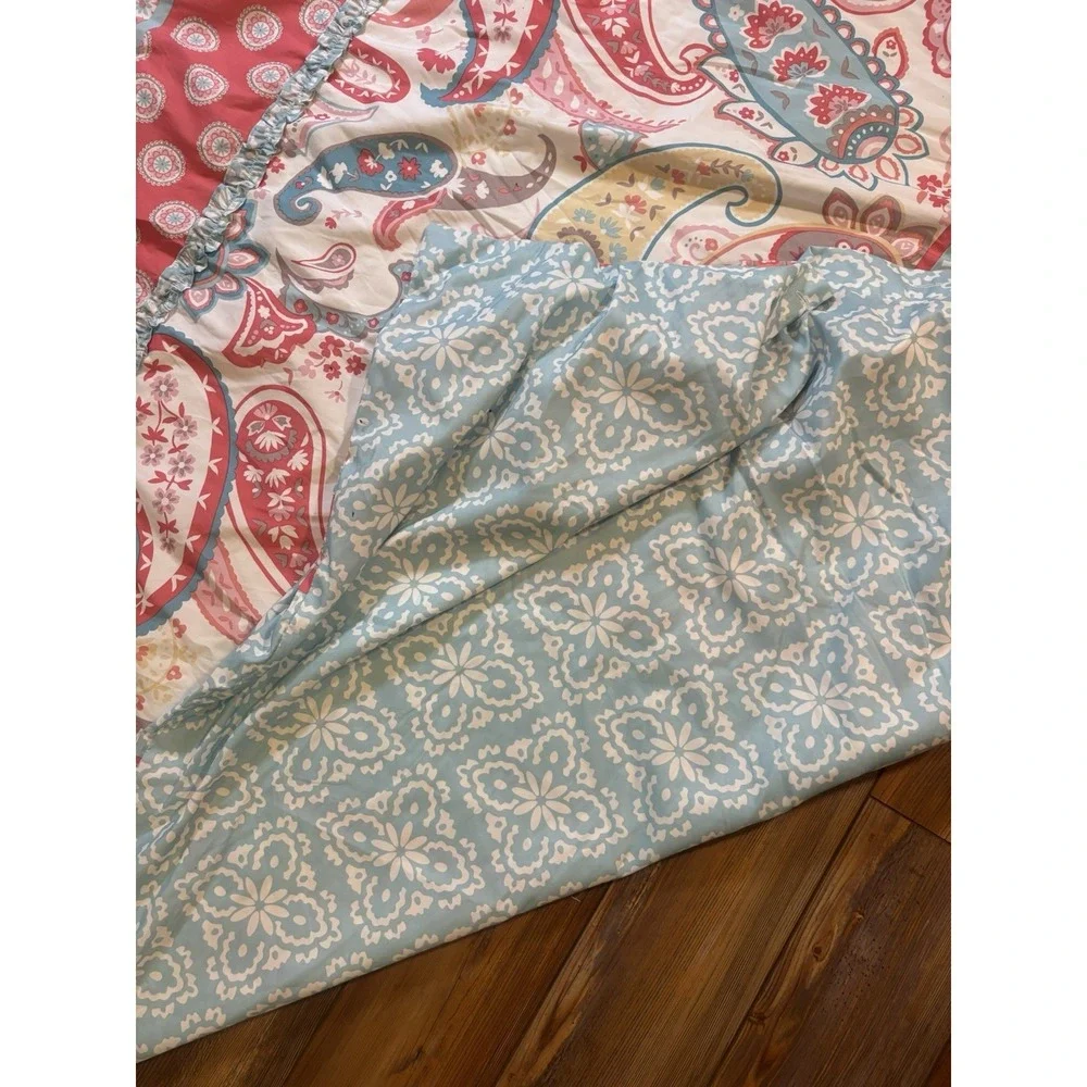 Cynthia Rowley Twin Duvet Set 2Pc Pink &‎ Blue Reversible Duvet & Sham